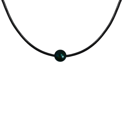 Noir – Schwarze Tahiti-Perle 9–10 mm auf Ziegenleder | 925 Silber