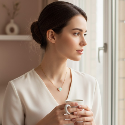 Edellis Weißer Opal Herz Halskette – Rhodiniertes 925 Sterling Silber | Herzanhänger Schmuck für Damen