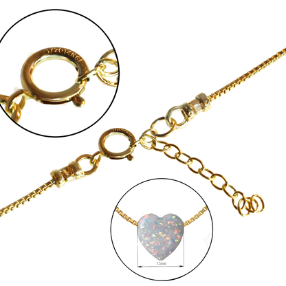 Weißer Opal Herzanhänger – 14K Gold Filled Venezianer Kette