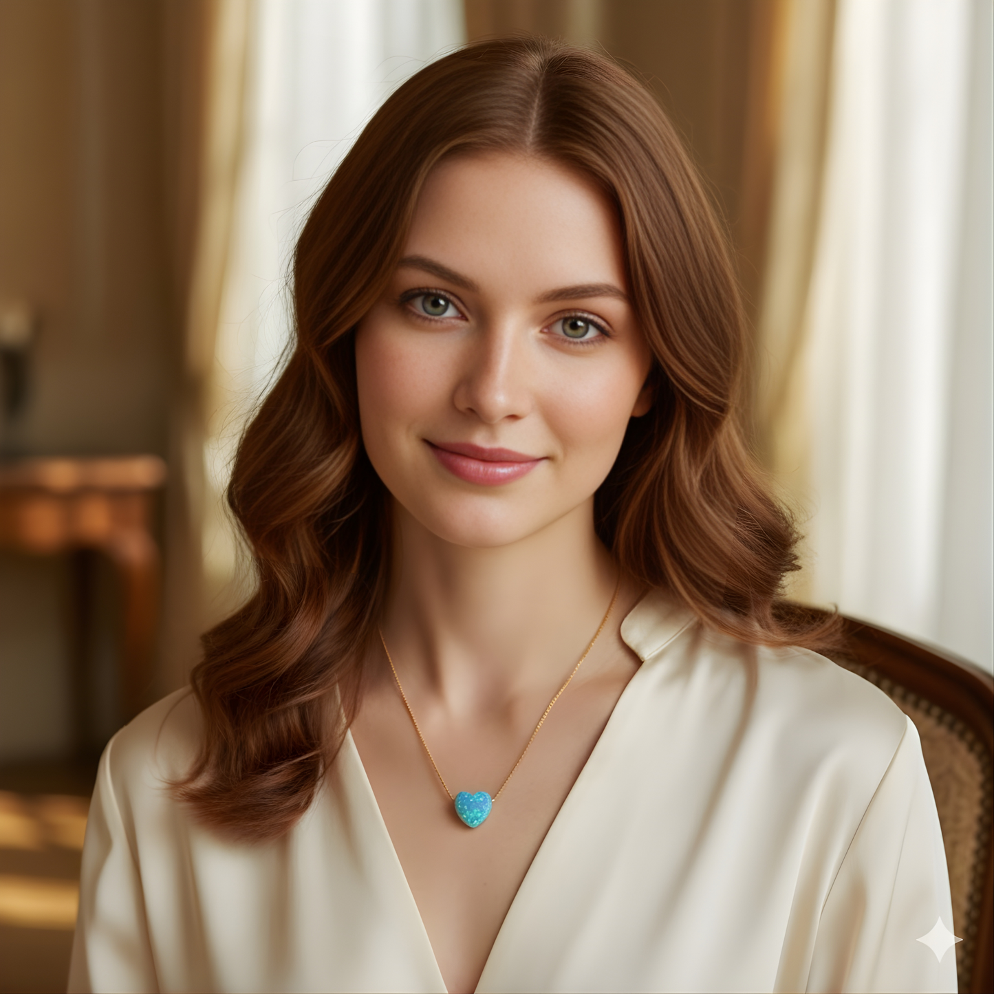 Edellis Königsblauer Opal Herzanhänger mit 14K Gold Venezianer Box Kette | Herz Halskette 42–48 cm