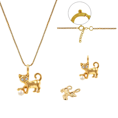 Maße des Katzenanhängers und Kettenverschluss – Nahaufnahme