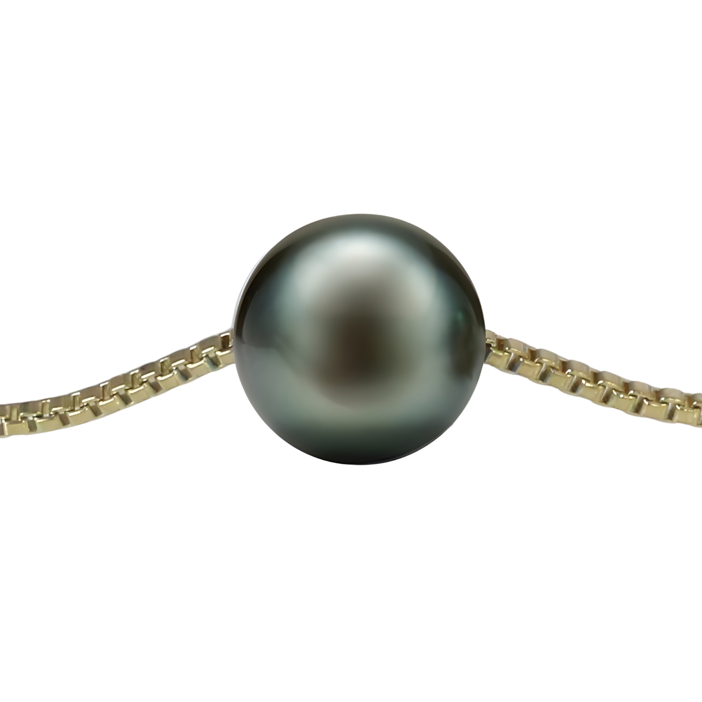Edellis Tahiti Perle Halskette – Echte Tahiti-Zuchtperle 9–10 mm AA+ auf 925 Sterling Silber oder 14K Vergoldete Boxkette
