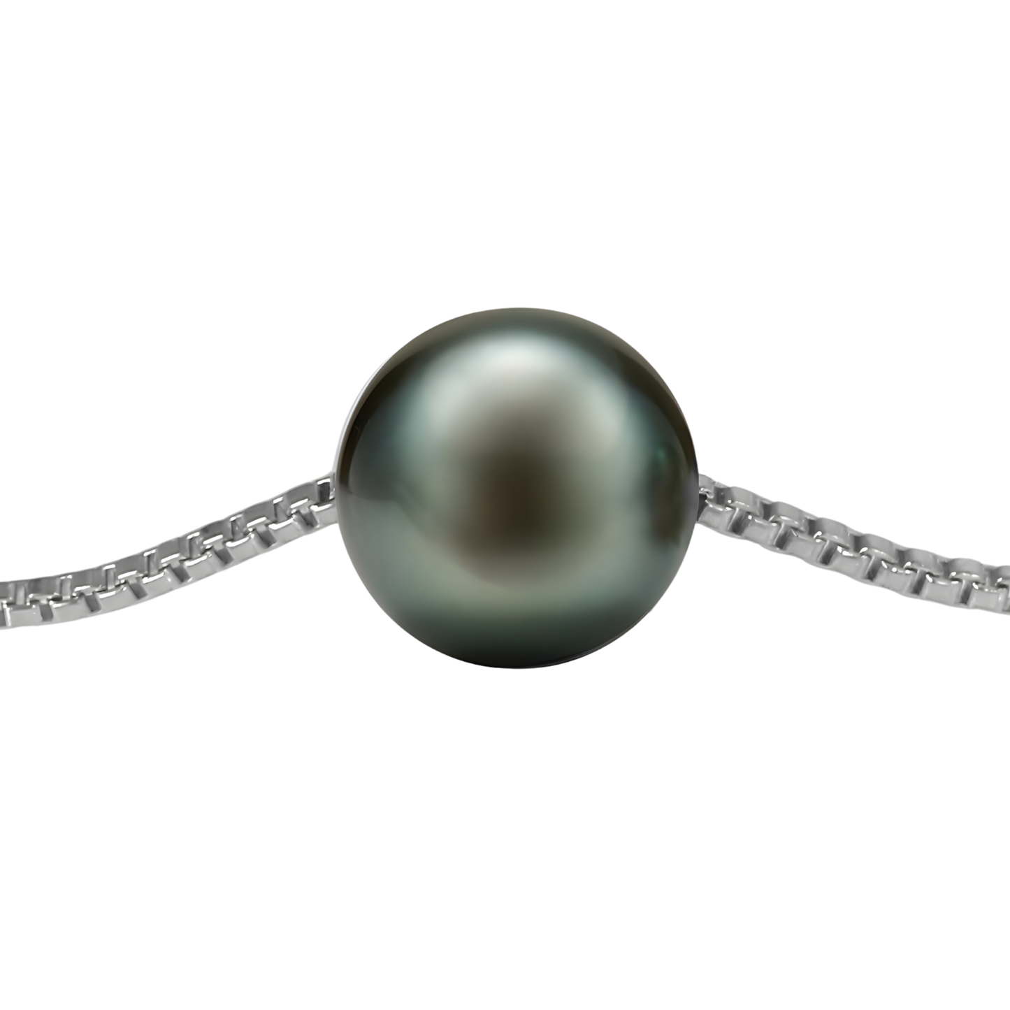 Edellis Tahiti Perle Halskette – Echte Tahiti-Zuchtperle 9–10 mm AA+ auf 925 Sterling Silber oder 14K Vergoldete Boxkette