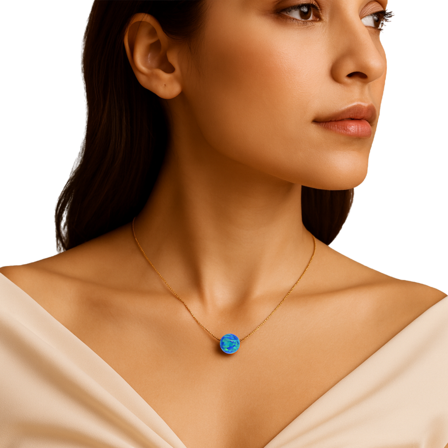 Edellis Halskette mit blauem Opal – 14 K Gold Filled Opal 8 mm