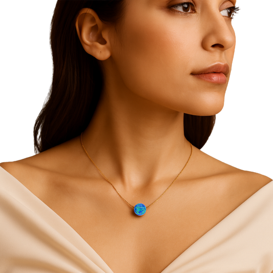 Edellis Halskette mit blauem Opal – 14 K Gold Filled Opal 8 mm