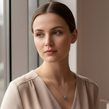 Edellis Tahiti Perle Halskette – Echte Tahiti-Zuchtperle 9–10 mm AA+ auf 925 Sterling Silber oder 14K Vergoldete Boxkette