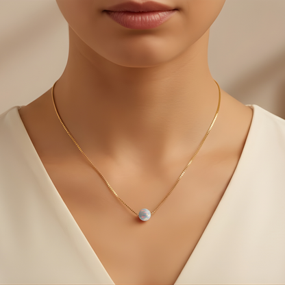 Halskette mit Weißem Opal 8 mm – 14 Karat Gold Gefüllt | Minimalistische Opal-Perlen-Kette
