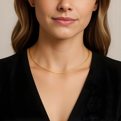 Gold Collier – Edelstahl Halsreif vergoldet 18K mit Bajonett-Drehverschluss (Ø 1 mm)