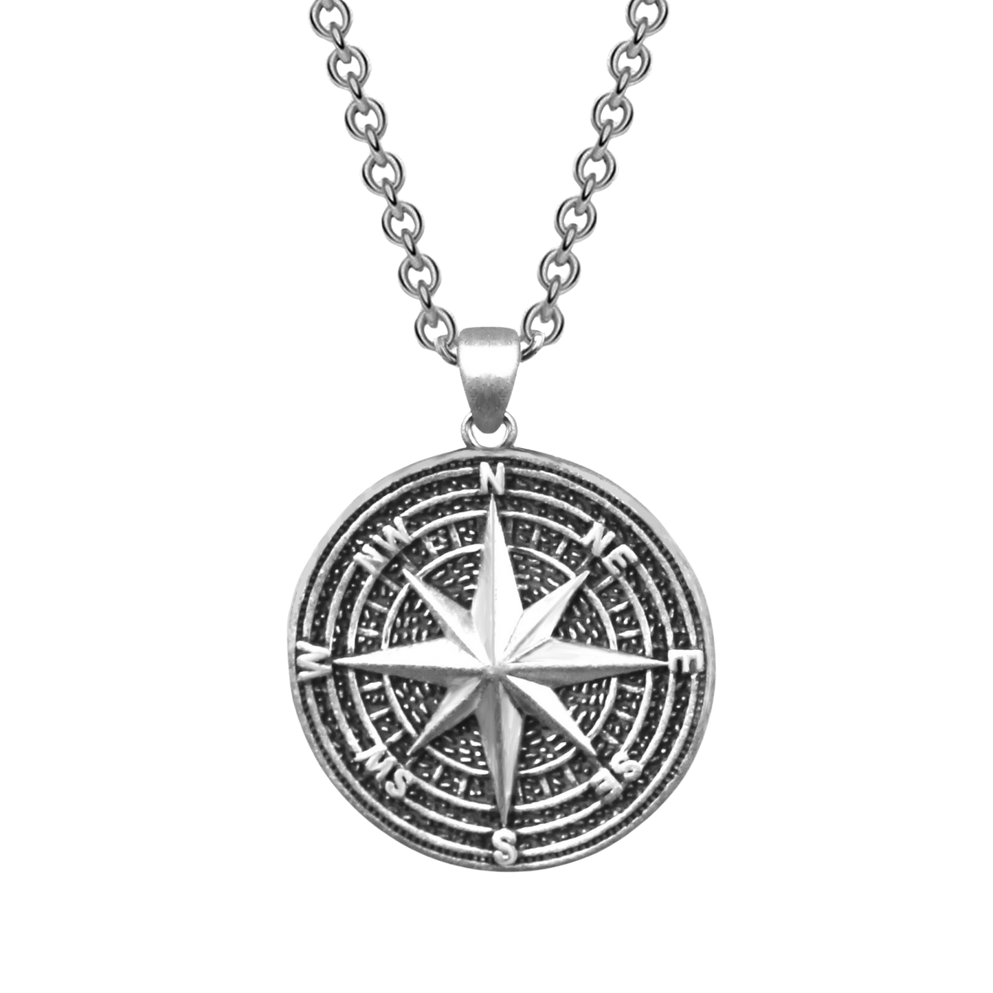 Kompass Anhänger aus 925 Silber – Vorderseite
