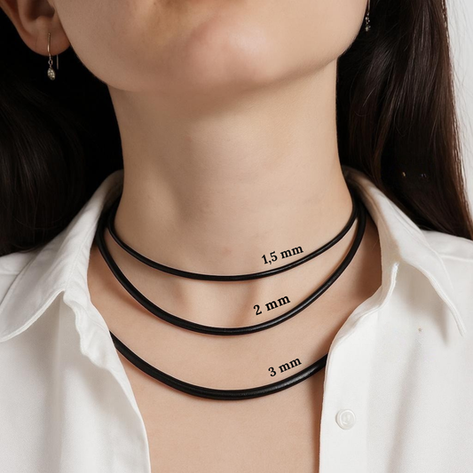 Lederband aus Ziegenleder – Schwarzes Glattleder-Collier mit 925 Silber