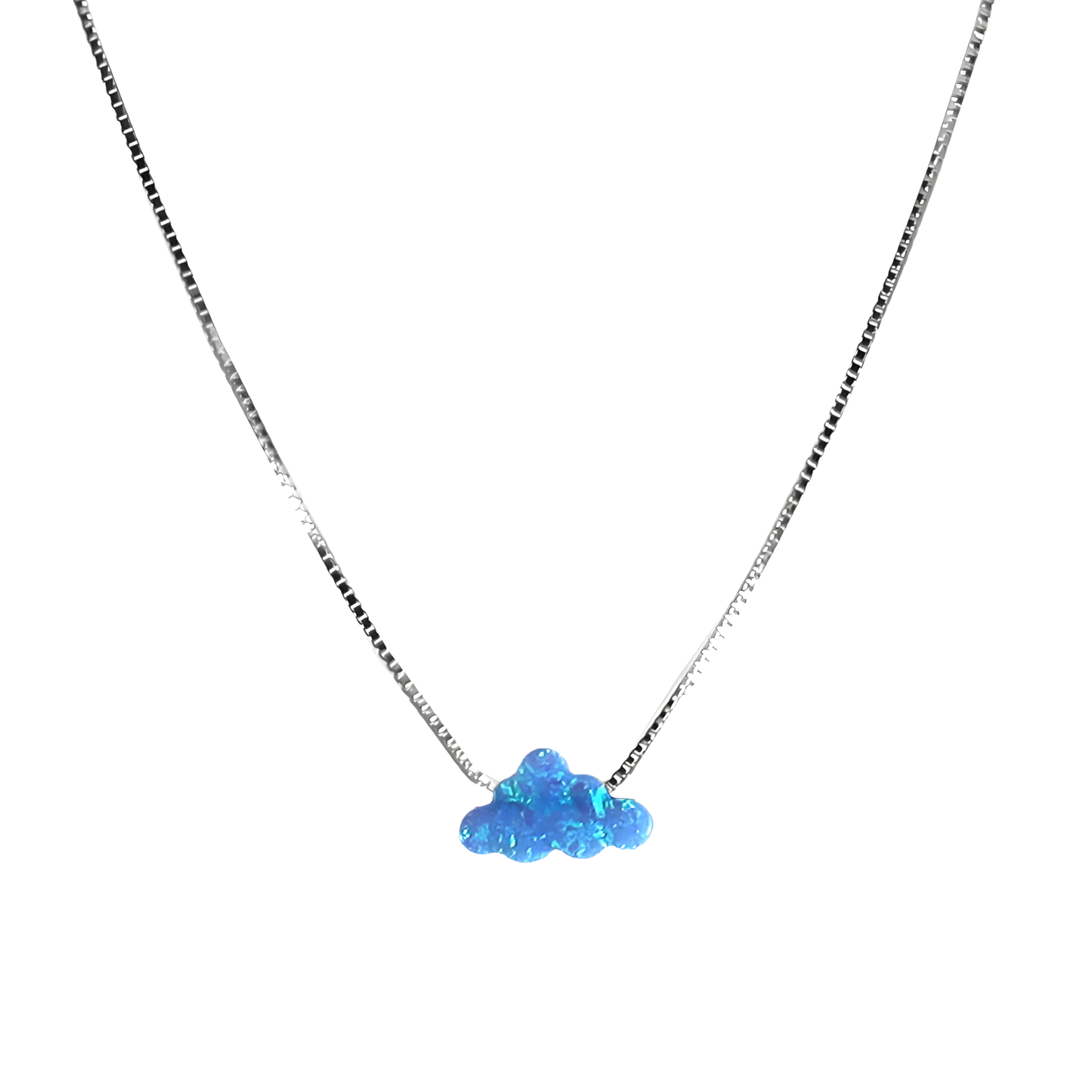 Edellis Wolken Opal Halskette aus vergoldetem 925 Silber mit blauem Opal