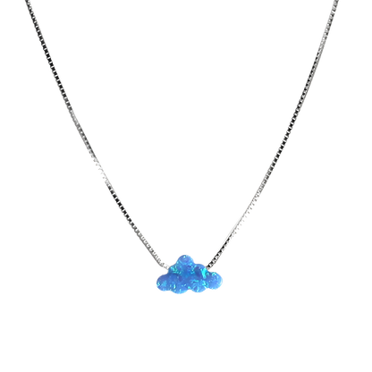 Edellis Wolken Opal Halskette aus vergoldetem 925 Silber mit blauem Opal