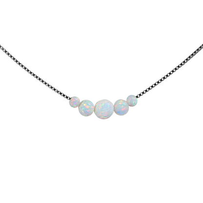 Opal Collier Weiß – Feine Venezianerkette mit 5 weißen Opalperlen