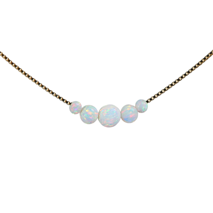 Opal Collier Weiß – Feine Venezianerkette mit 5 weißen Opalperlen