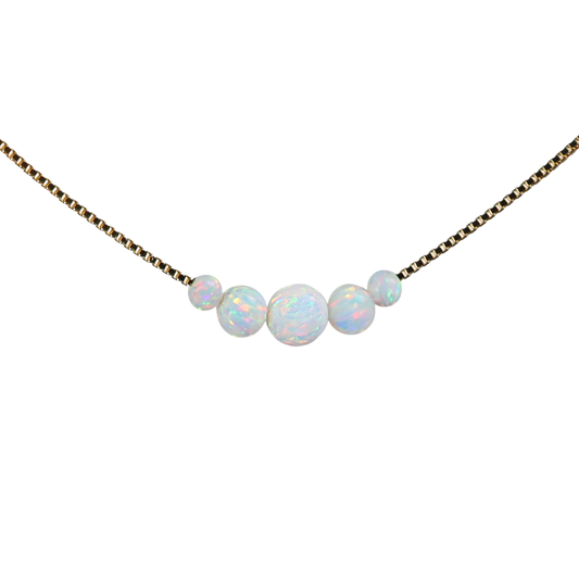 Opal Collier Weiß – Feine Venezianerkette mit 5 weißen Opalperlen
