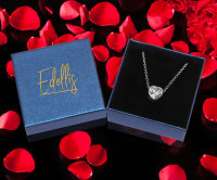 Edellis Silber 925 Herz Kette Herzkette Wei&szlig;e Zirkonia Kristall Halskette f&uuml;r Damen Freundin Geschenk Silberkette mit Anh&auml;nger Silber-Schmuck Damenkette L&auml;nge w&auml;hlbar