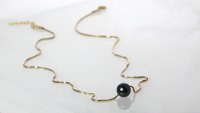 Edellis Echte Tahiti-Zuchtperlen Halskette Rund 9-10 mm in AA+ Grade mit 14 Karat Gold Gef&uuml;llt | Tahiti -Perlen-Halskette | L&auml;nge 42 &ndash; 48 cm Venezianer Box Kette Frauenschmuck