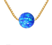 Edellis Halskette Mit Blauem Opal 8 mm, 14 Karat Gold...