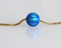 Edellis Halskette Mit Blauem Opal 8 mm, 14 Karat Gold Gef&uuml;llt | Opal-Perlen-Halskette | L&auml;nge 42 &ndash; 48 cm