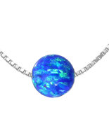 Edellis Halskette Mit Blauem Opal 8 mm, wei&szlig;...