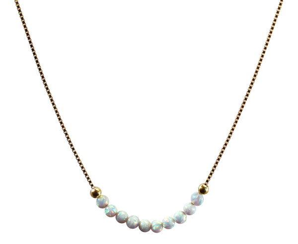 Hochwertige Halskette Mit Wei&szlig;em Opal Perlen - 3mm Minimalistischer Schmuck, Vergoldete Oder Wei&szlig; Rhodinierter 925 Sterling Silber Venezianer Box Kette