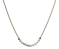 Hochwertige Halskette Mit Wei&szlig;em Opal Perlen - 3mm...