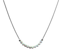 Hochwertige Halskette Mit Wei&szlig;em Opal Perlen - 3mm Minimalistischer Schmuck, Vergoldete Oder Wei&szlig; Rhodinierter 925 Sterling Silber Venezianer Box Kette