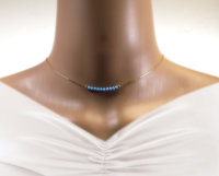Hochwertige Halskette Mit Hellblauem synthetischen Opal...