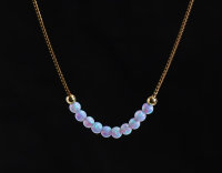 Hochwertige Halskette Mit Hellblauem synthetischen Opal Perlen Winzige 3mm Opal Perle Minimalistischer Schmuck, wei&szlig; rhodinierter 925 Sterling Silber Venezianer Box Kette | Opal-Perlen-Halskette